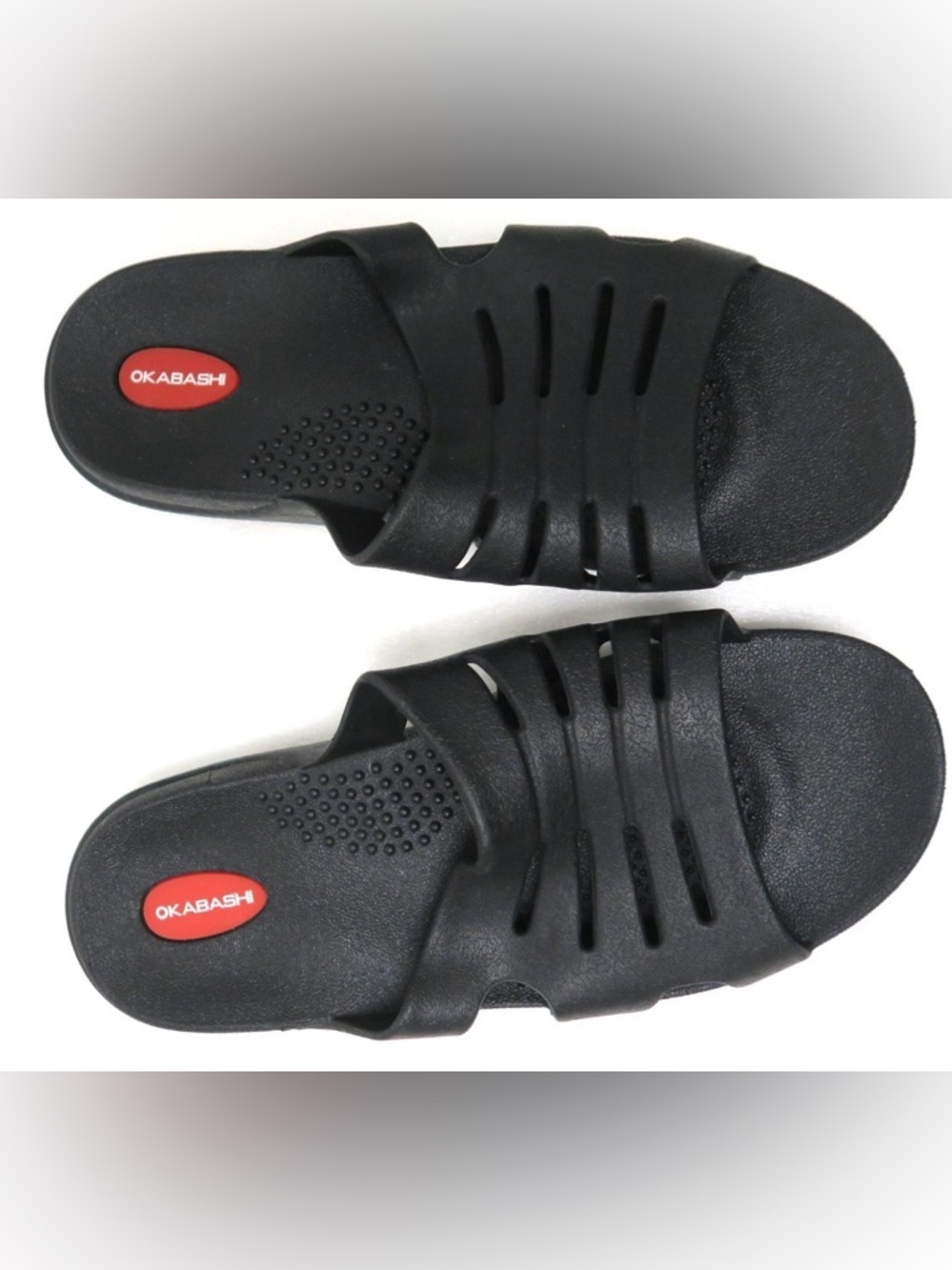 Okabashi Men's Slip On Sandals Size XXL. (12) Black Sturdy Arch Support